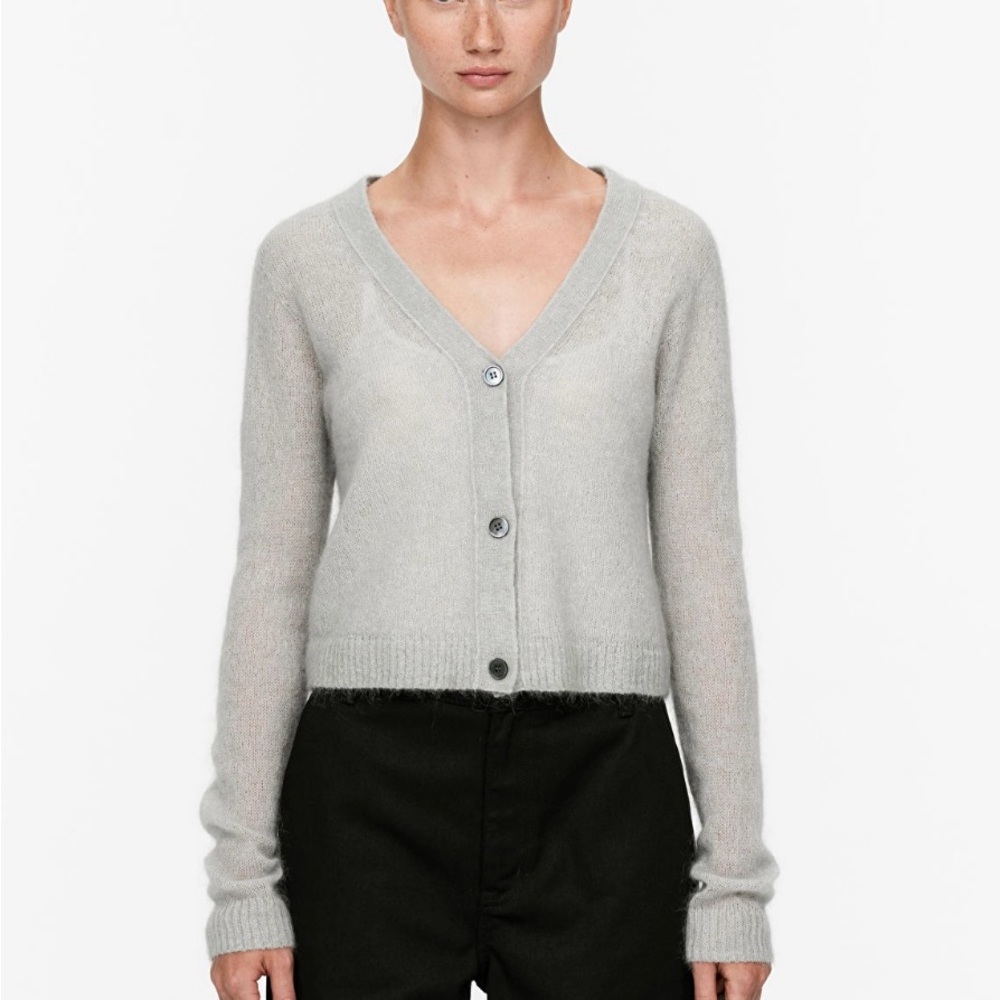 Arket NWOT | Grey Mohair Wool Blend Cardigan | EU L